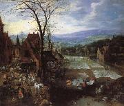Joos de Momper A Flemish Market and Washing-Place oil painting on canvas